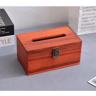 翻盖木质收纳盒抽纸盒餐巾纸盒家用客厅酒店桌面实木纸巾盒子木盒