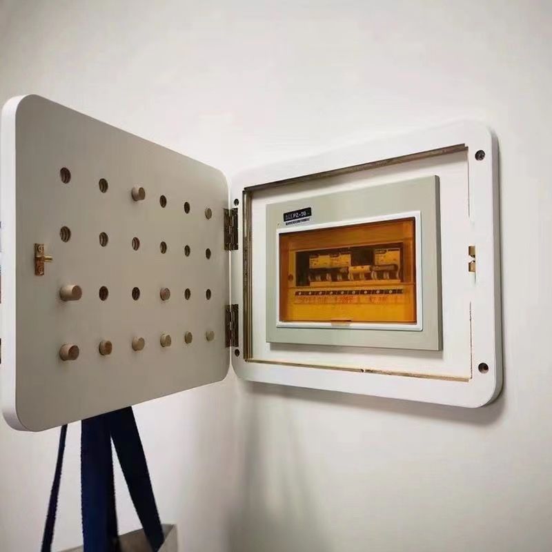 电表箱装饰画新款实木洞洞板免打孔配电闸盒遮挡置物架竖版配电箱