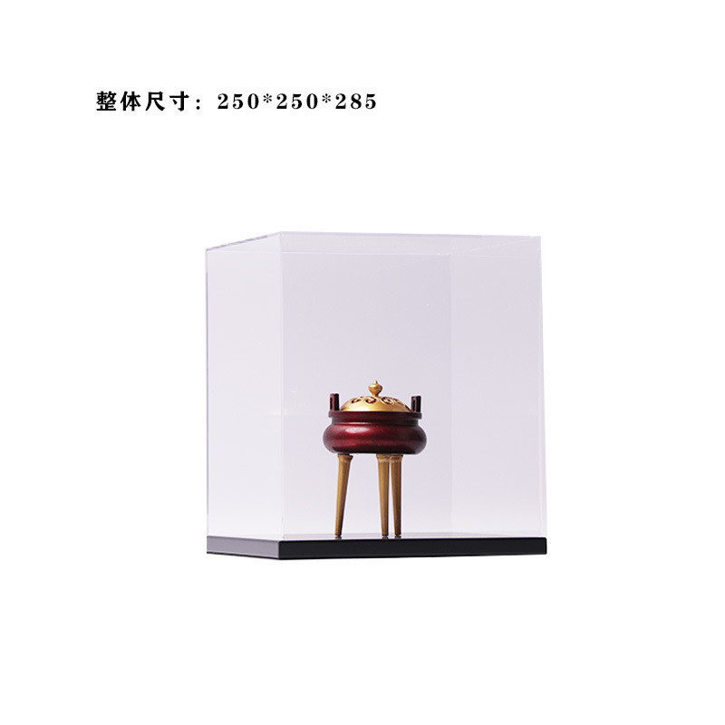 禅意新中式现代客厅茶几罩子红色香炉摆件透明书柜博古架家居饰品