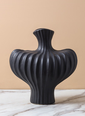 灯笼果造型高级感线条肌理现代花器摆件陶瓷花瓶北欧新中式诧寂风