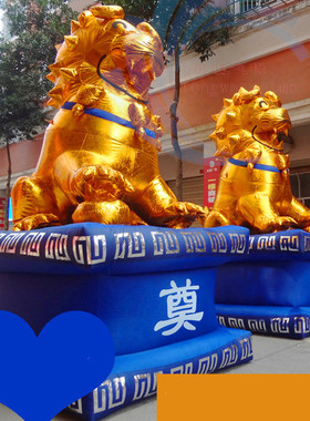 热销气模新款充气白事金狮子拱门丧事厂家殡葬金色狮子广告模型