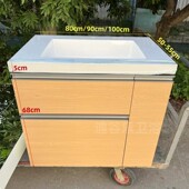 多功能收纳字母储物浴室柜岩板陶瓷无缝拼接盆下翻门归类抽落地款