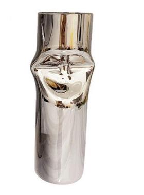 售楼处欧式圆柱夹扁造型玻璃花插花器摆件样板房现代简约软装饰品