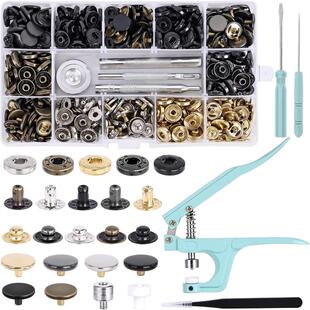 厂家供应6色各20套633四合扣+手压钳工具12.5金属套装四合扣扣子