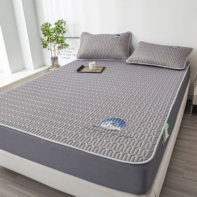 定制批发夏季凉床垫保护罩丝乳胶纯色床笠三件套空调乳胶软凉席感