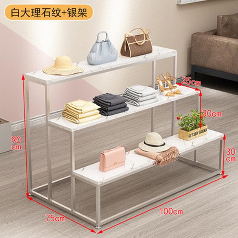 鞋店鞋架展示架服装店橱窗中岛流水台金色包包鞋子展示台多层货架