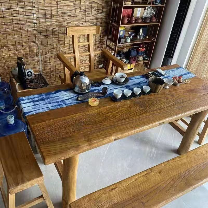 热销老榆木门板桌木板榆木家具茶艺风化榆木桌休闲桌民宿门板家具