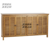 美式 柜极简置物柜收纳柜储物柜 实木客厅玄关柜家用雕刻橱柜门厅鞋