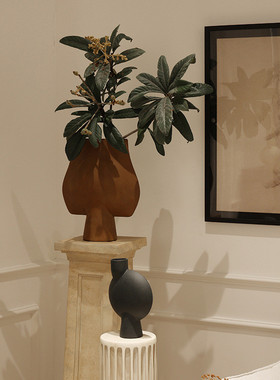 摆件侘寂风花瓶感莫复古花器客厅艺术玄关陶瓷兰迪陶罐