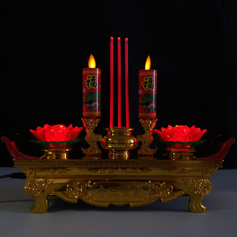 LED仿真蜡烛灯 家用供佛前灯新款莲花灯菩萨财神佛堂型插电腊烛台