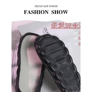 冰条线钩织拖鞋 手工编织居家棉拖鞋 底eva加厚轻便云朵软底发泡底