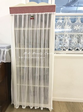 rkt4免打孔魔术贴方便灰一秒上墙蕾丝格子遮丑档安装柜帘可