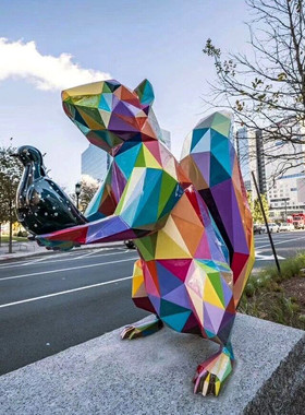 不锈钢雕塑大型动物摆件户外园林卡通人物玻璃钢鹿熊公园广场美陈