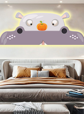 卡通儿童房装饰画壁灯女孩挂饰led灯光画男孩创意房间挂画客厅画