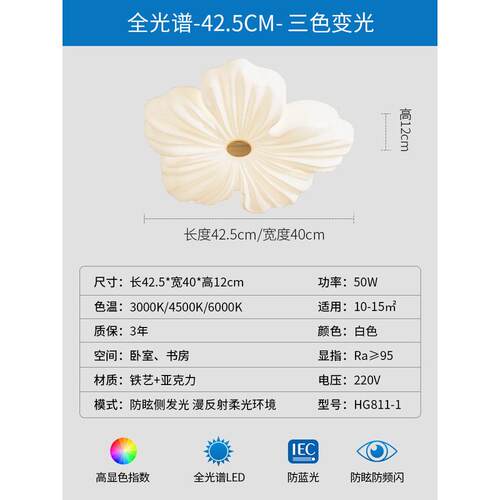 极简花朵艺术吸顶灯套餐现代奶油风家用客厅灯温馨简约风卧室灯