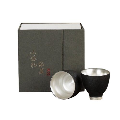 批发小银送礼品茗杯陶瓷鎏银茶杯粗陶个人杯主人杯功夫茶具物