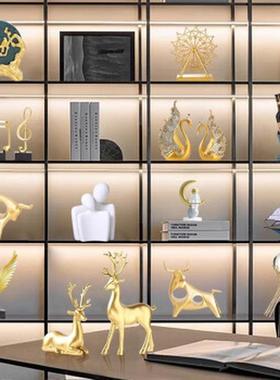 轻奢高档酒柜装饰品摆件现代客厅办公室书柜工艺品软装套装家居