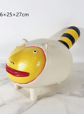 创意大嘴巴猫抽象动物雕塑样板间客厅装饰摆件儿童房书柜家居饰品