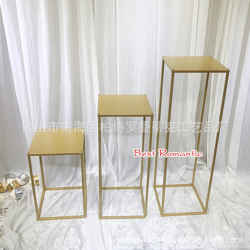 几何路引烤漆婚庆道具金色铁艺方框花架装饰背景t台摆放节庆用品