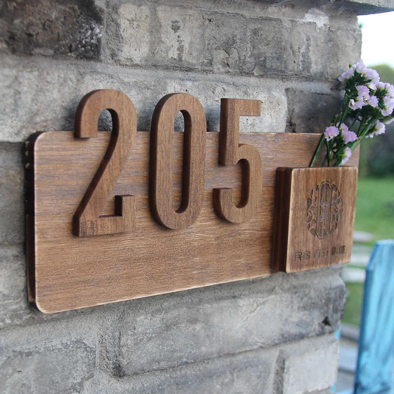 批发插花实木门牌定制门牌号木质复古包厢民宿数字木牌号码牌清