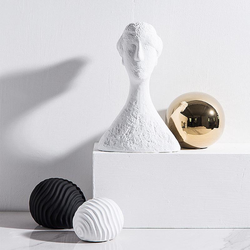意式艺术摆件抽象人物雕塑白色装饰品样板间客厅玄关书柜摆设