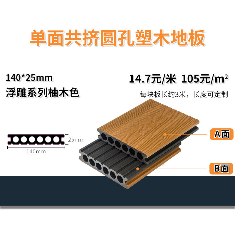 pe仿木浮雕系列二代共挤塑木地板批发防腐木塑料户外木塑板阳台露