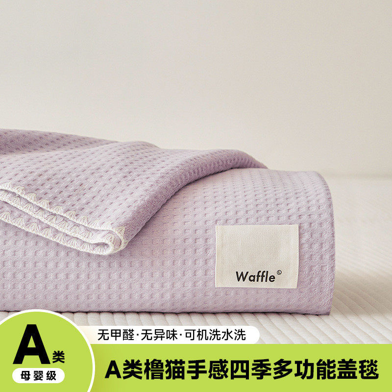 毯子新款软糯撸猫云貂绒夏被四季双层午睡华芙绒毛空调毯复合