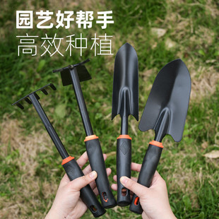园艺工具黑色塑胶柄喷塑两头锄头两用锄五齿耙子铲子户外锄头花铲