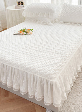 nn0i公主风夹棉床裙单件床围款蕾丝花边四季裙罩床笠带裙边床单床