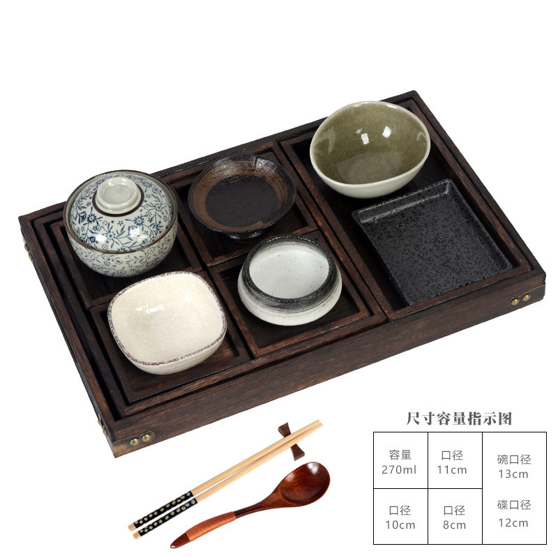 日式和风月子餐家用新品餐盘釉下彩托盘水果盘盘子茶盘长方形民宿