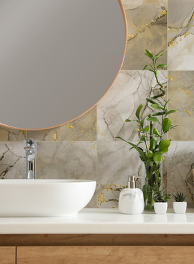 funlife纹理新款大理石欧式加厚瓷砖贴厨房防水防油墙面贴kts031