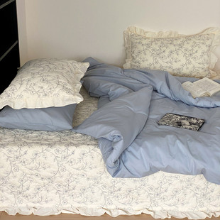 棉夏季 四件套加厚夹床单韩式 单件可 风床盖款 iyr7重工绗缝欧式