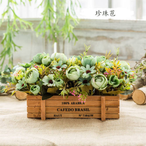 【买花送花仿真花】盆美式栅栏田园清新餐厅客厅假花干花塑料花
