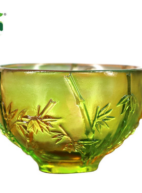 送礼四君子碗梅兰竹菊杯高档礼品装饰摆件居家客厅摆放琉璃收藏