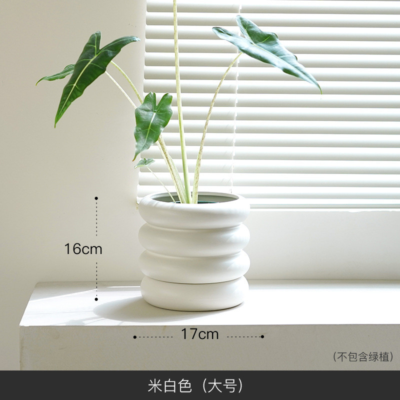 栀美家创意轮胎兰花盆托盘底座分体式海芋盆栽陶瓷花盆陶盆