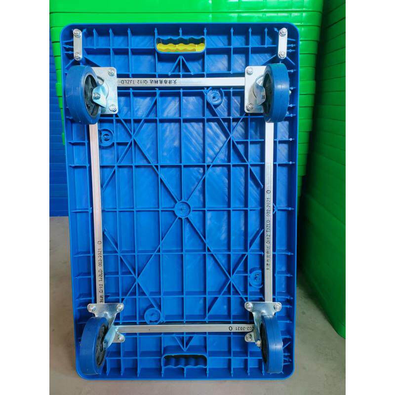 塑料平板车拉货车手推平板车拖车快递车加厚静音板车物流仓库折叠