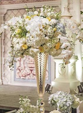 铁艺美人鱼落地花器家居装饰烛台摆件婚庆生日酒店喇叭工艺品摆件