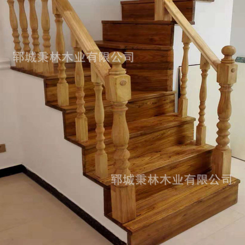 老榆木楼梯踏板民宿装修板材室内楼梯木板实木楼梯扶手板材