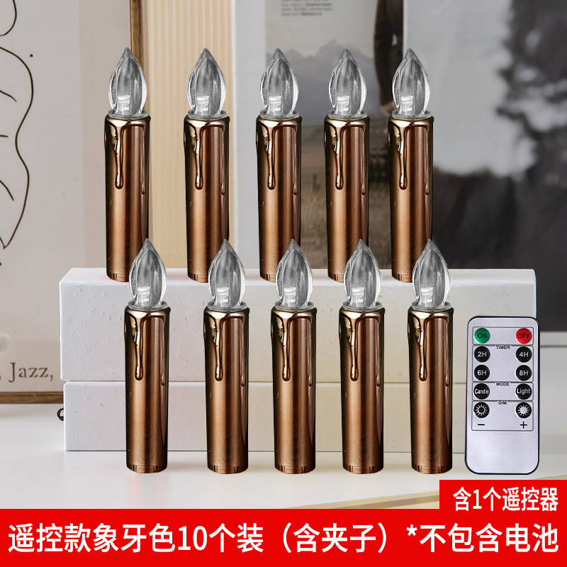 圣诞电子蜡烛圣诞树装饰仿真蜡烛圣诞节系列蜡烛灯夹子灯遥控批发