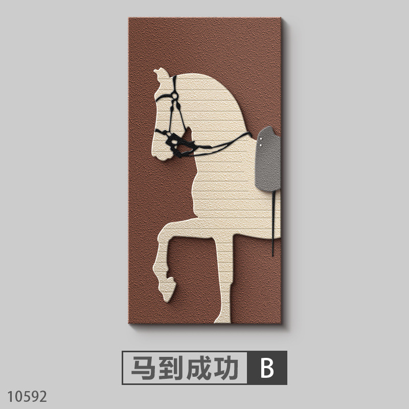 侘寂走廊尽头挂画入户玄关装饰画高级感客厅风大气马立体砂岩壁画图片