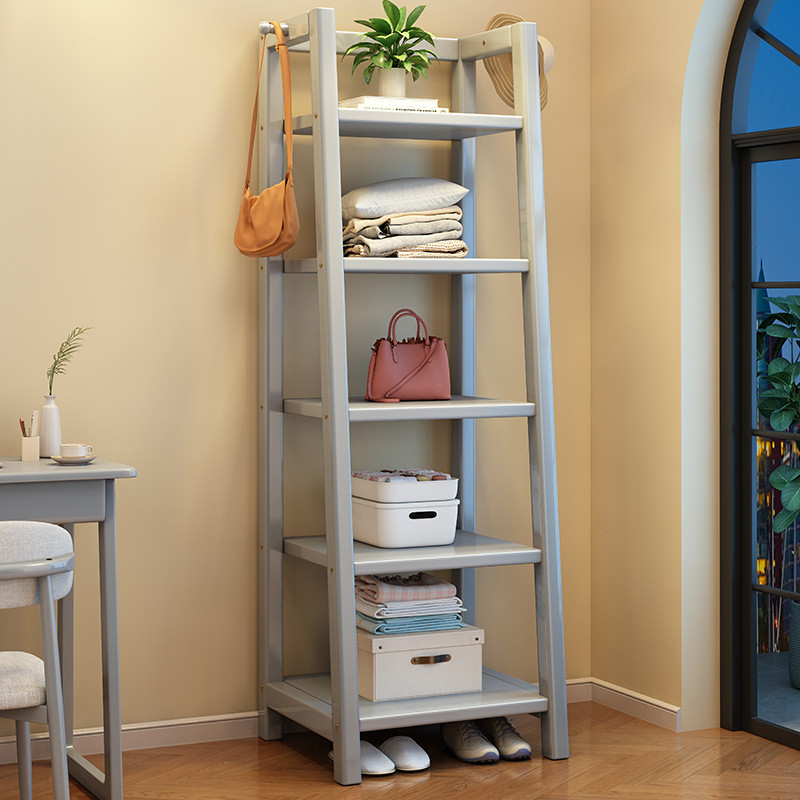 全实木衣帽架落地卧室家用挂衣架简约置物架床尾收纳架梯形晾衣架