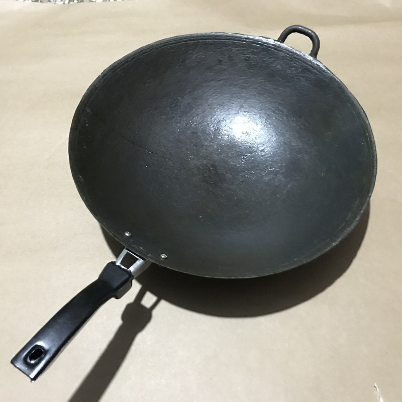 ?传统老式家用铸铁锅双耳炒锅不粘锅尖底锅圆底已开锅炒菜锅