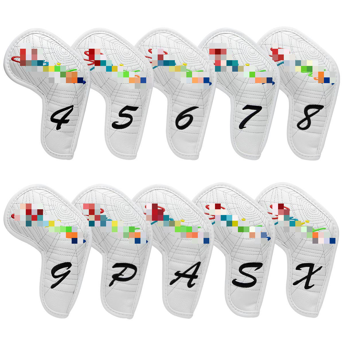 高尔夫铁杆套蜘蛛刺绣球杆套通用十个装456789psax防水pu