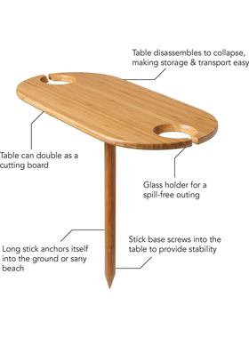 木质地式烧烤野炊竹木红酒桌插酒架户外便携红酒架