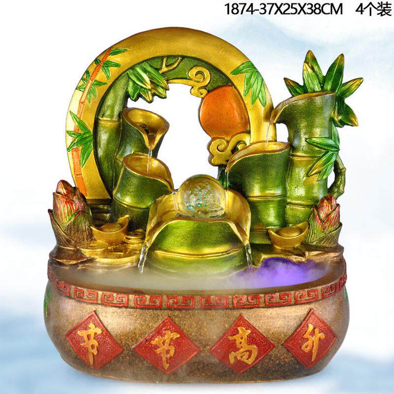 中式喷泉土豪流水幸运金鲤戏水莲花金盆景室内水景优质桌面摆件