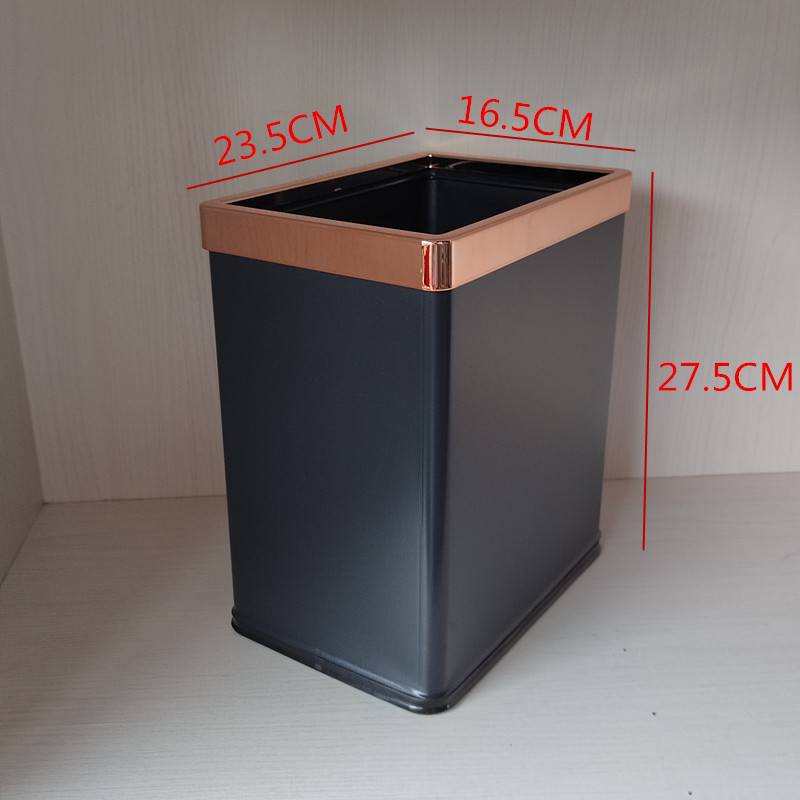 热销卧室长方形客房桶酒店客房垃圾桶家用客厅双层不锈钢垃圾桶无