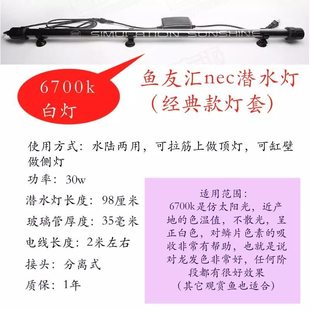 鱼缸灯鱼友汇nec专用水灯红龙金龙灯管防t8水族6700k潜水灯