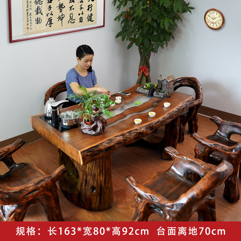 泡茶实木流水茶桌仿台椅组合套装茶几客厅禅意新中式功夫办公室内