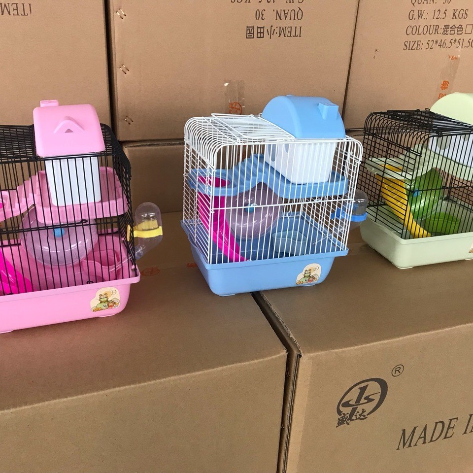 厂家批发小田园小城堡双层手提仓鼠铁丝笼子仓鼠笼别墅仓鼠笼子