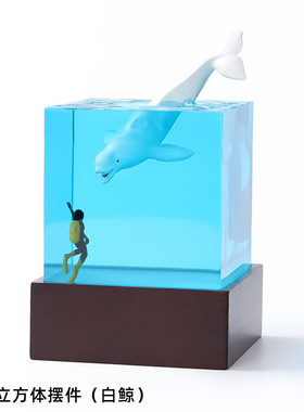 外贸海洋创意新款潜水员鲨鱼海豚树脂夜灯摆件手工家居树脂工艺品